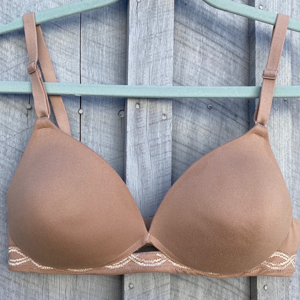 Warner brand nude color bra, padded wireless